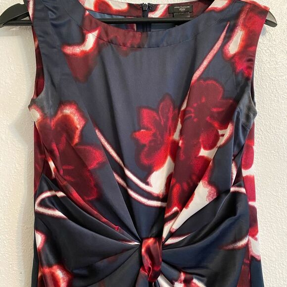 Ann Taylor Red and Black Floral Dress Size 4P - Picture 2 of 11